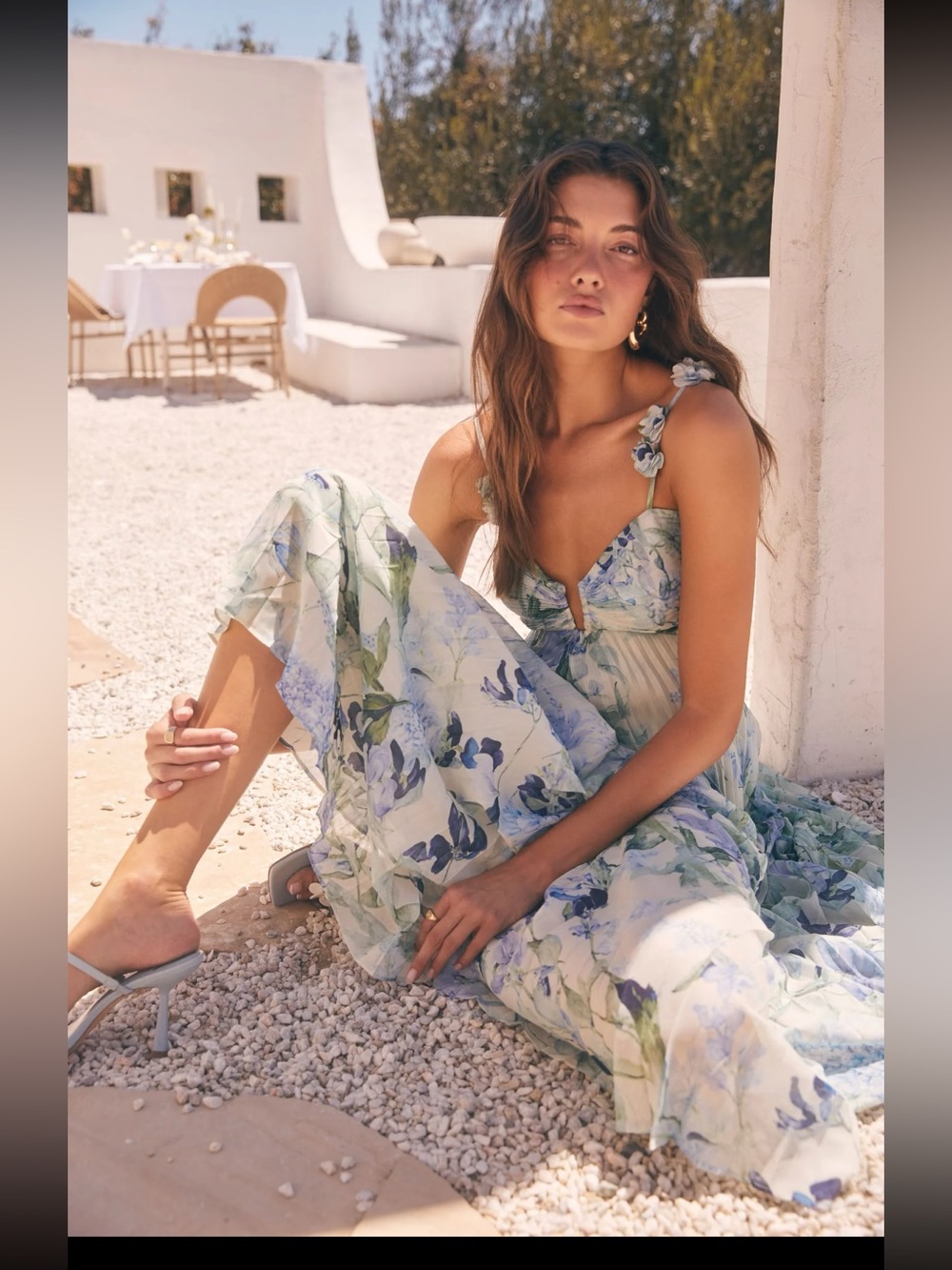 Astr The Label Floral Maxi Dress in Blue & Green